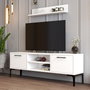 Hanah Home Mueble TV Riga Blanco 140x48x30cm Tablero Melamina 18mm Estante Pared 80cm